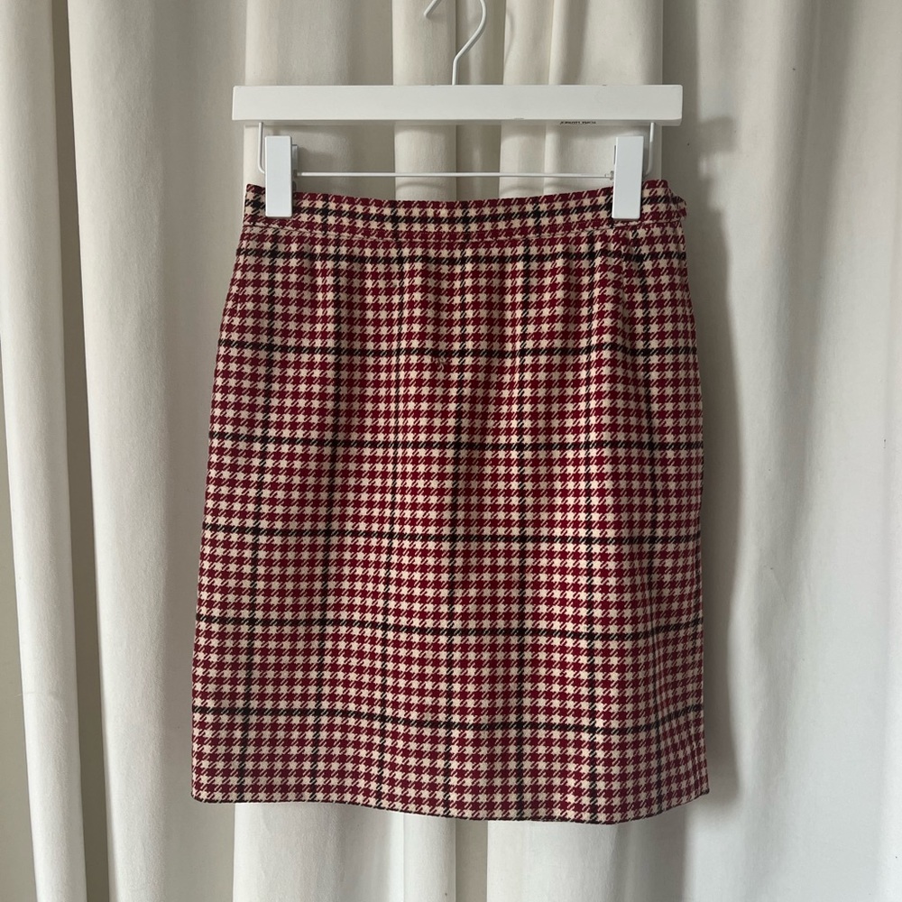 SAINT LAURENT Vintage Red Plaid Wool Skirt S